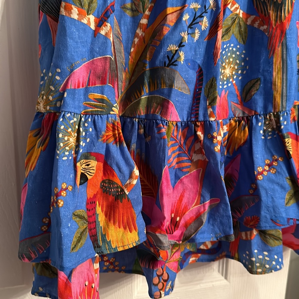 FARM Rio Blue Tropical Floral Mini Ruffle Dress - Picture 9 of 12